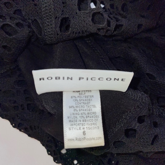 ROBIN PICCONE Sz 6 Black Crochet One-Piece Swimsuit “Mia” Style 150313 - Picture 6 of 6